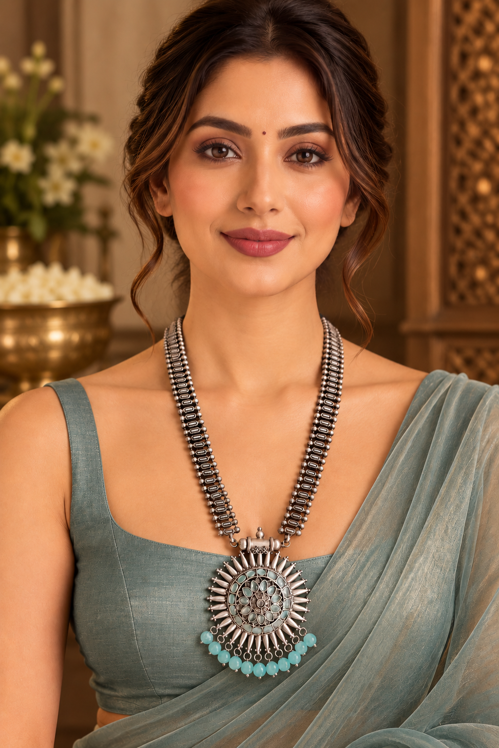 Beautiful Designer Stone Embedded Pendant Necklace