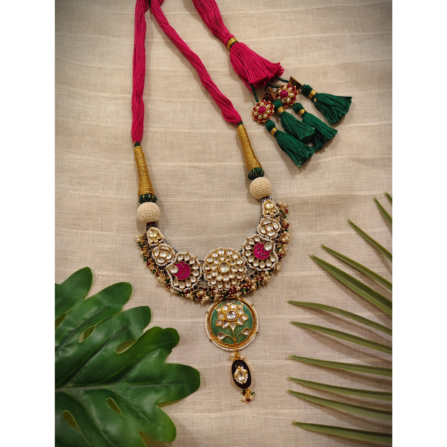 Beautiful Designer Kundan Detailing Chaand Long Necklace (Heavy in look)