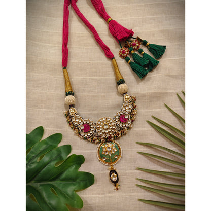 Beautiful Designer Kundan Detailing Chaand Long Necklace (Heavy in look)