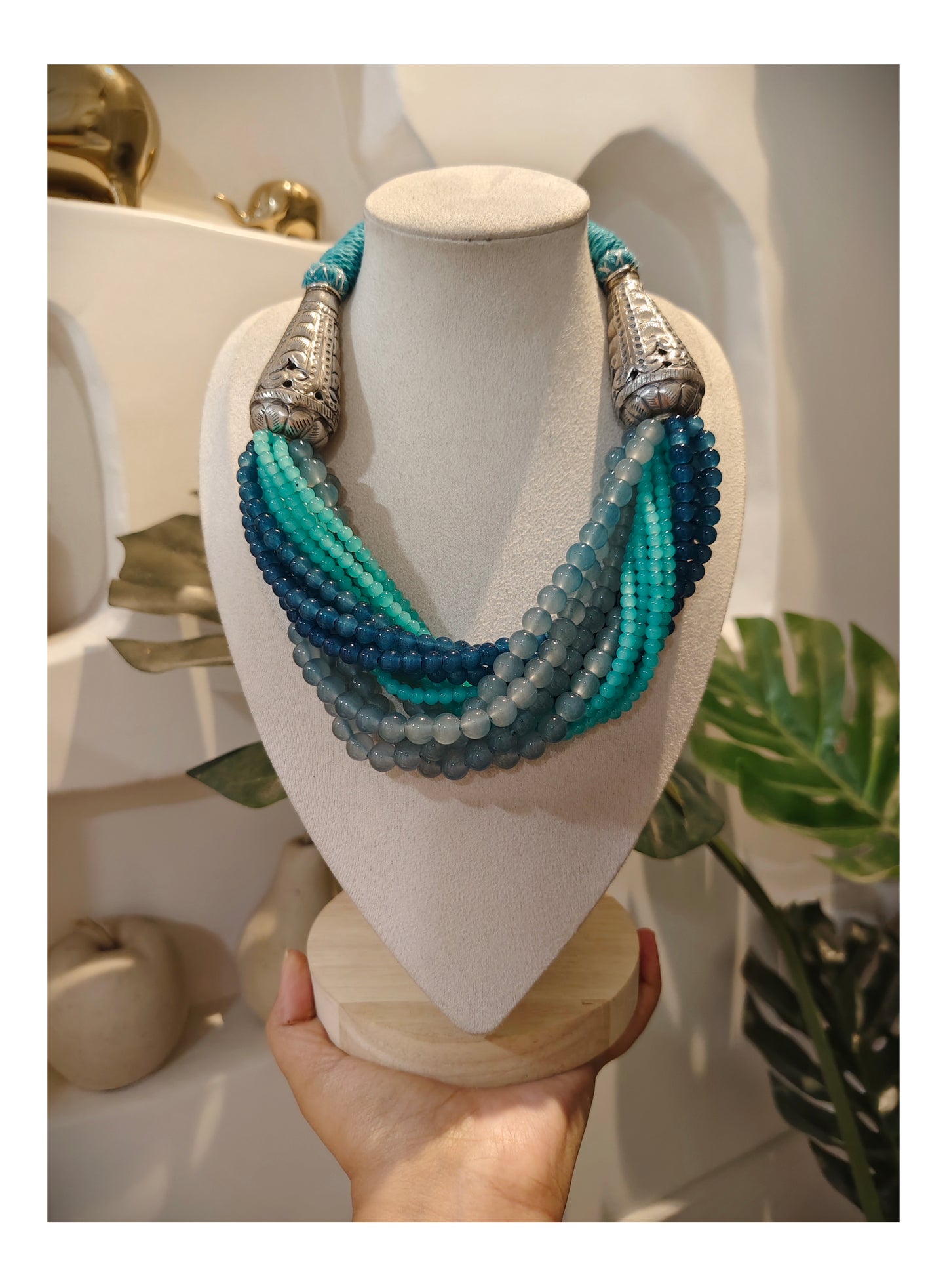 Beautiful Designer Twisted Beads Statement Necklace