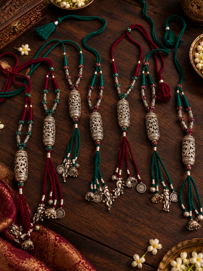 Beautiful Designer Taabeez Tie Necklace With Charms Mix Hanging (1 green color only necklace)