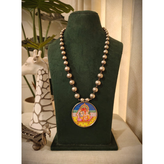 Beautiful Designer Painting Pendant With Ball Chain Necklace
