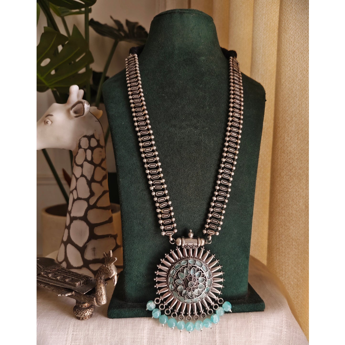 Beautiful Designer Stone Embedded Pendant Long Necklace