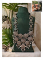 Beautiful Designer Stone Embedded Huge Necklace With Earrings