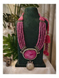 Beautiful Designer Natural Stone Pendant With Japanese Glass Beads Long Necklace