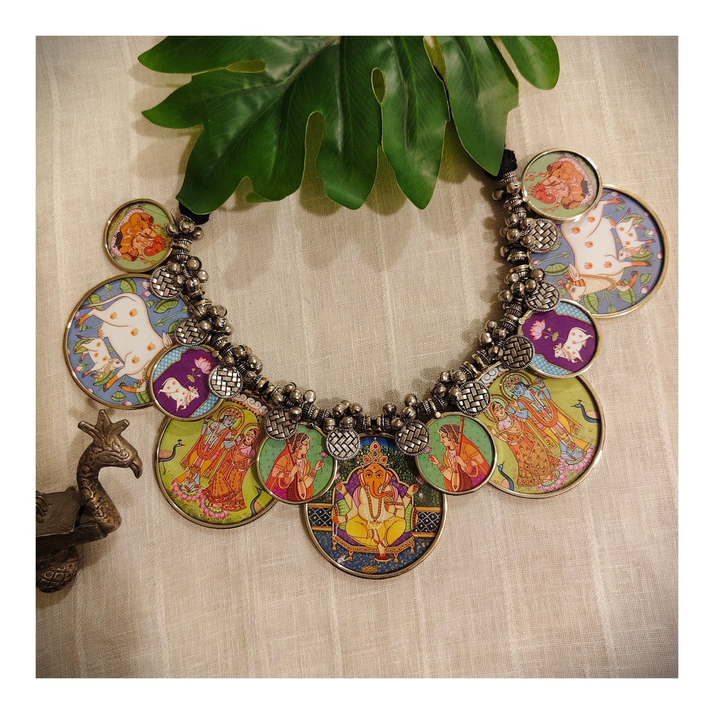 Beautiful Designer Painting Mix Overlapping Neckpiece
