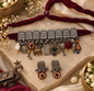 Beautiful Designer Charms Mix Statement Choker With Earrings