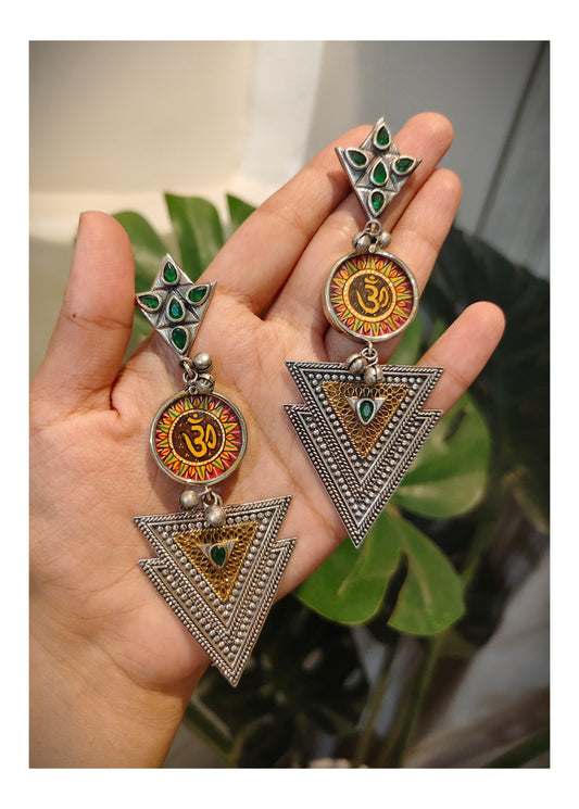 Beautiful Designer Painting Dual Tone Long Earrings
