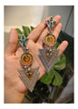 Beautiful Designer Painting Dual Tone Long Earrings