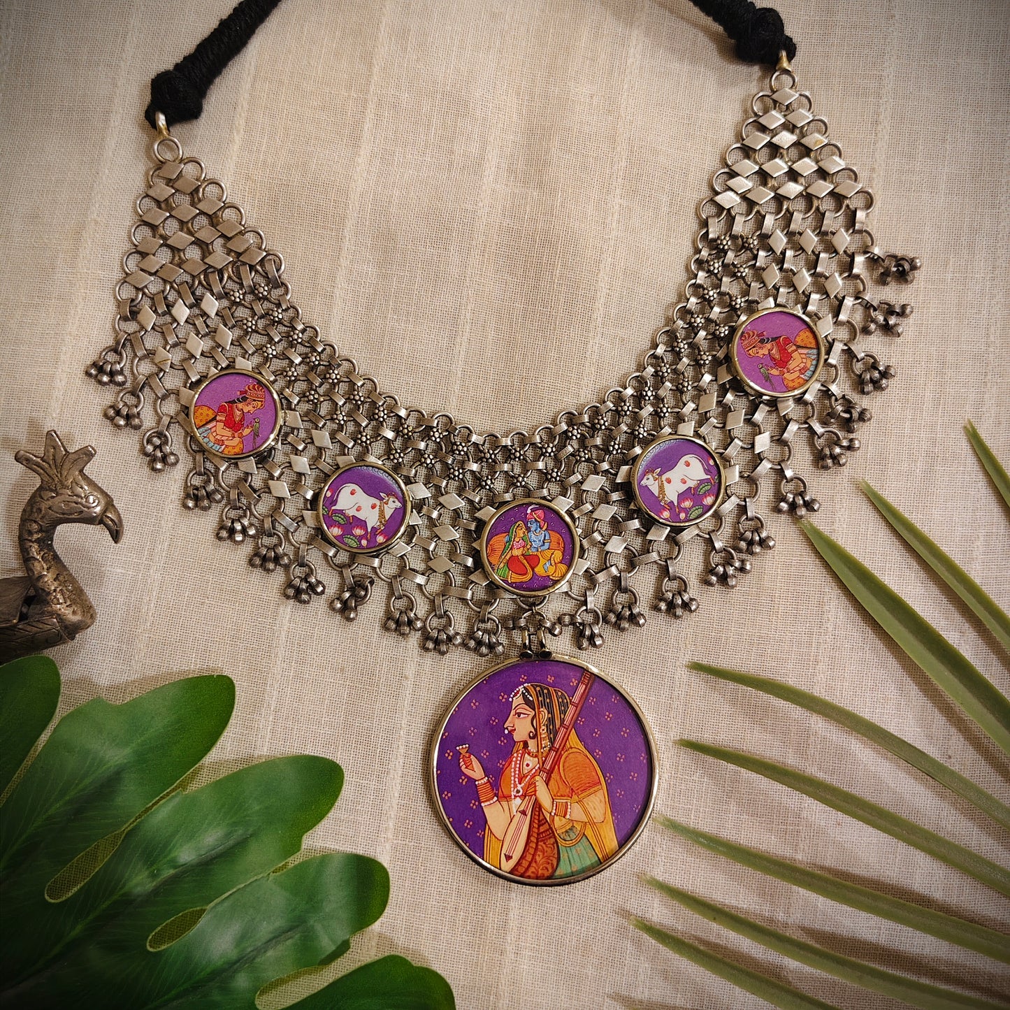 Beautiful Designer Painting Mix Jaal Patta Neckpiece