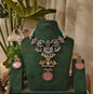 Beautiful Designer Stone Embedded Peacock Pendant Neckpiece With Earrings