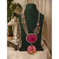 Beautiful Designer Painting & Natural Stone Pendant Stylish Mala Long Necklace