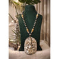 Beautiful Designer Thappa Work Pendant With Kundan Detailing Long Ball Chain Necklace