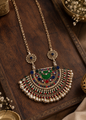 Beautiful Vintage Afghani Chaand Stone Embedded Pendant Necklace