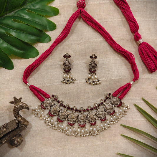 Beautiful Designer Kempstone Neckpiece With Earrings