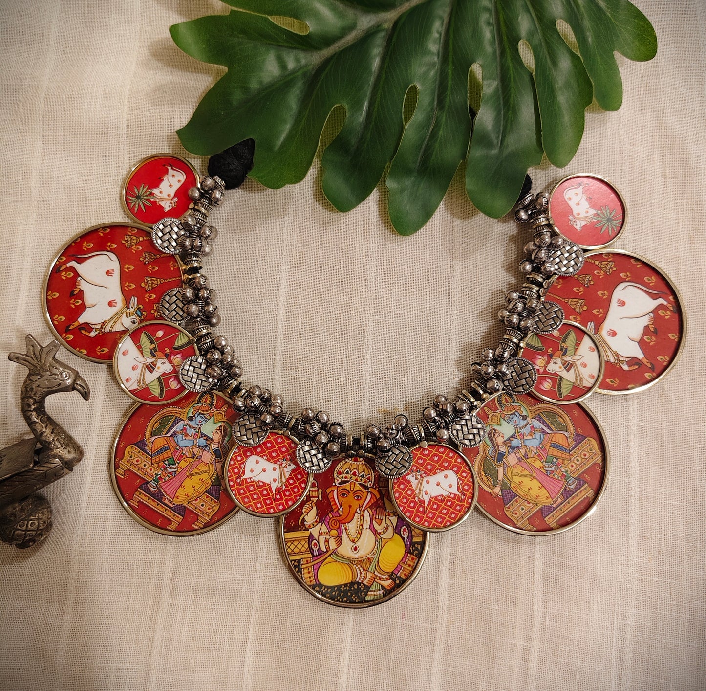 Beautiful Designer Painting Mix Overlapping Neckpiece