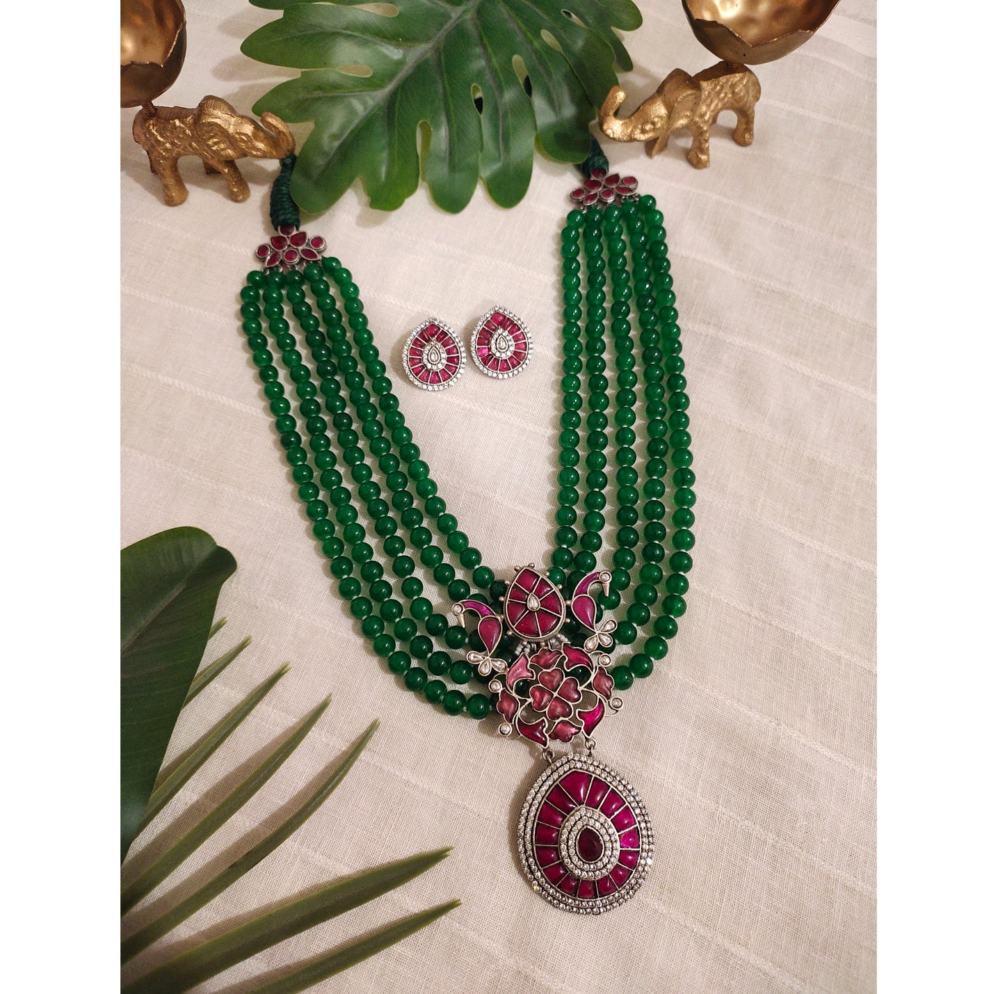 Beautiful Designer Layered Beaded With Kempstone Necklace (free earrings)