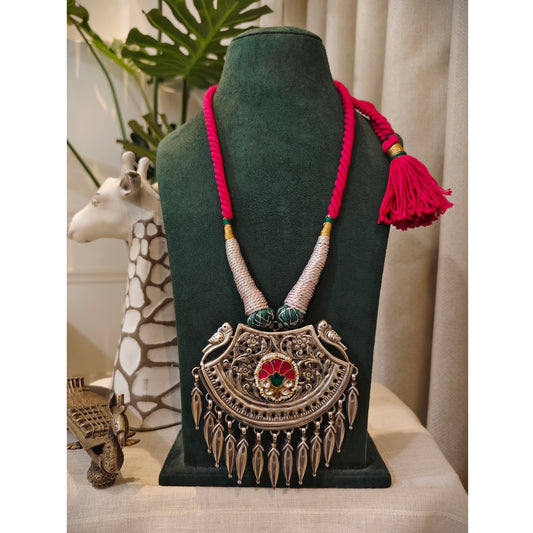 Beautiful Designer Chitai Work Pendant With Handmade Adjustable Dori