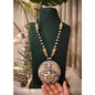 Beautiful Designer Thappa Work Pendant With Kundan Detailing Long Ball Chain Necklace