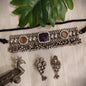 Beautiful Designer Stone Embedded Choker With Earrings