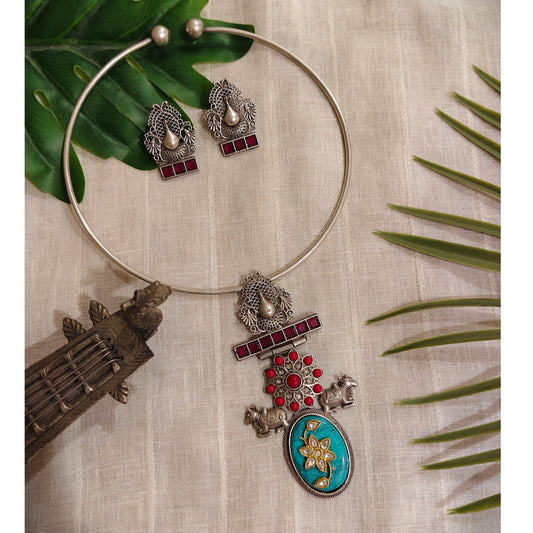 Beautiful Designer Stone Embedded Hasli Without Earrings (no earrings)