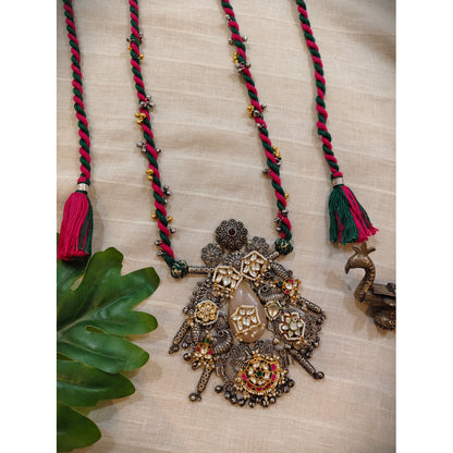 Beautiful Designer Fusion Pendant With Kundan Detailing Long Necklace