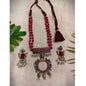 Beautiful Designer Dual Tone Pendant Long Beaded Necklace With Earrings