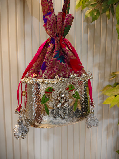 Beautiful Designer Metal Potli Bag (different design of potli)
