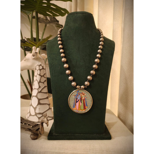 Beautiful Designer Painting Pendant With Ball Chain Necklace