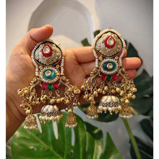 Beautiful Designer Apala Polish Thappa Work Lightweight Earrings