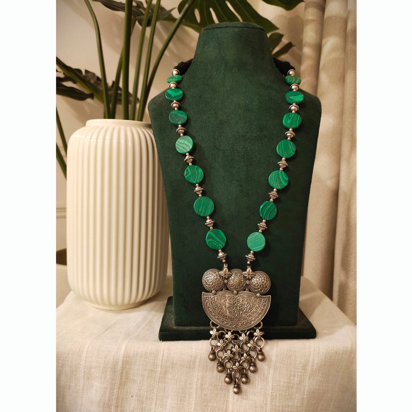 Beautiful Designer Brass Pendant Beaded Necklace