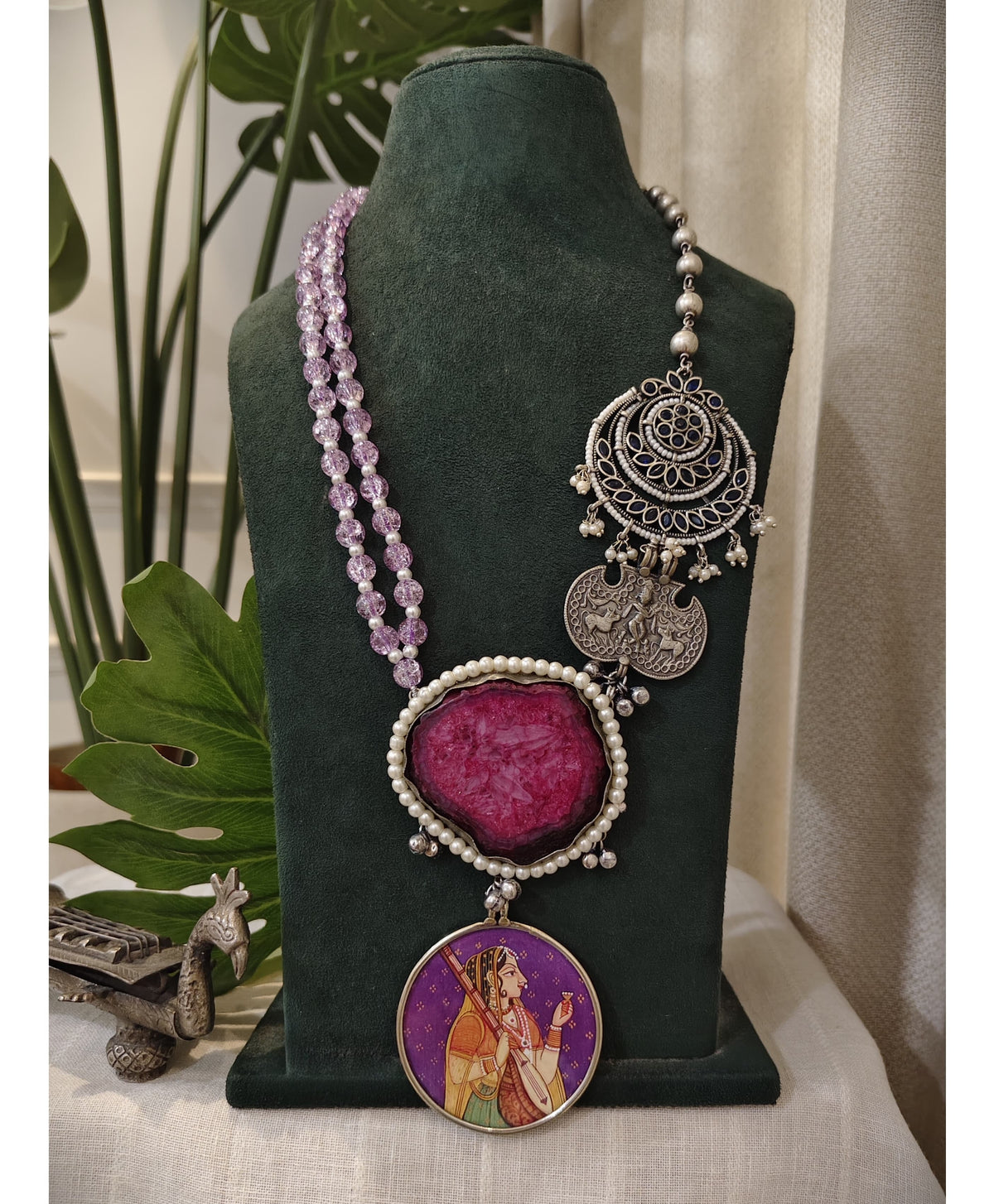 Beautiful Designer Painting & Natural Stone Stylish Necklace