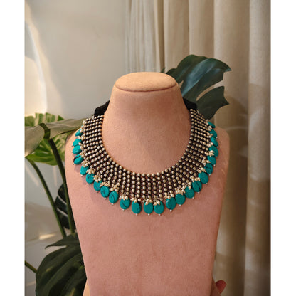Beautiful Designer Turquoise Beads Latkan Neckpiece