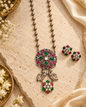 Beautiful Designer Kempstone Peacock Pendant Necklace With Earrings