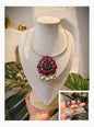 Beautiful Designer Kempstone Pendant Hasli With Jhumka