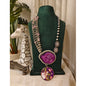 Beautiful Designer Painting & Natural Stone Pendant Stylish Mala Long Necklace