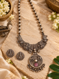 Beautiful Designer Fusion Peacock Chaand With Pendant Ball Chain Necklace & Earrings