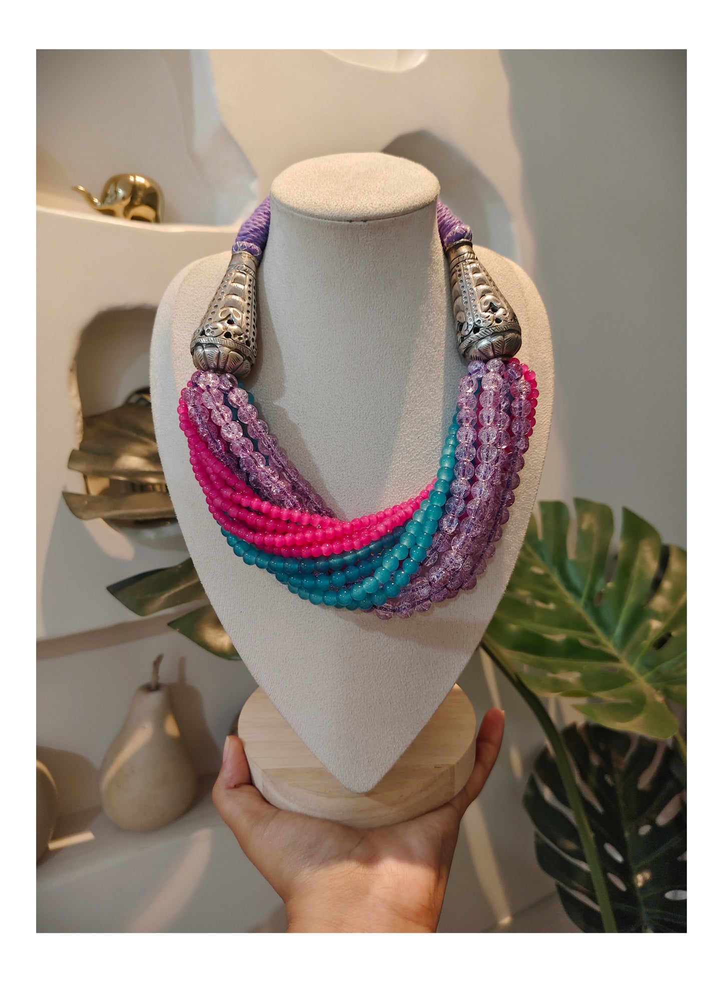 Beautiful Designer Twisted Beads Mix Statement Necklace