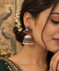 Beautiful Designer Kempstone Peacock Jhumka
