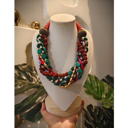 Beautiful Designer Mix Beads Twisted Necklace