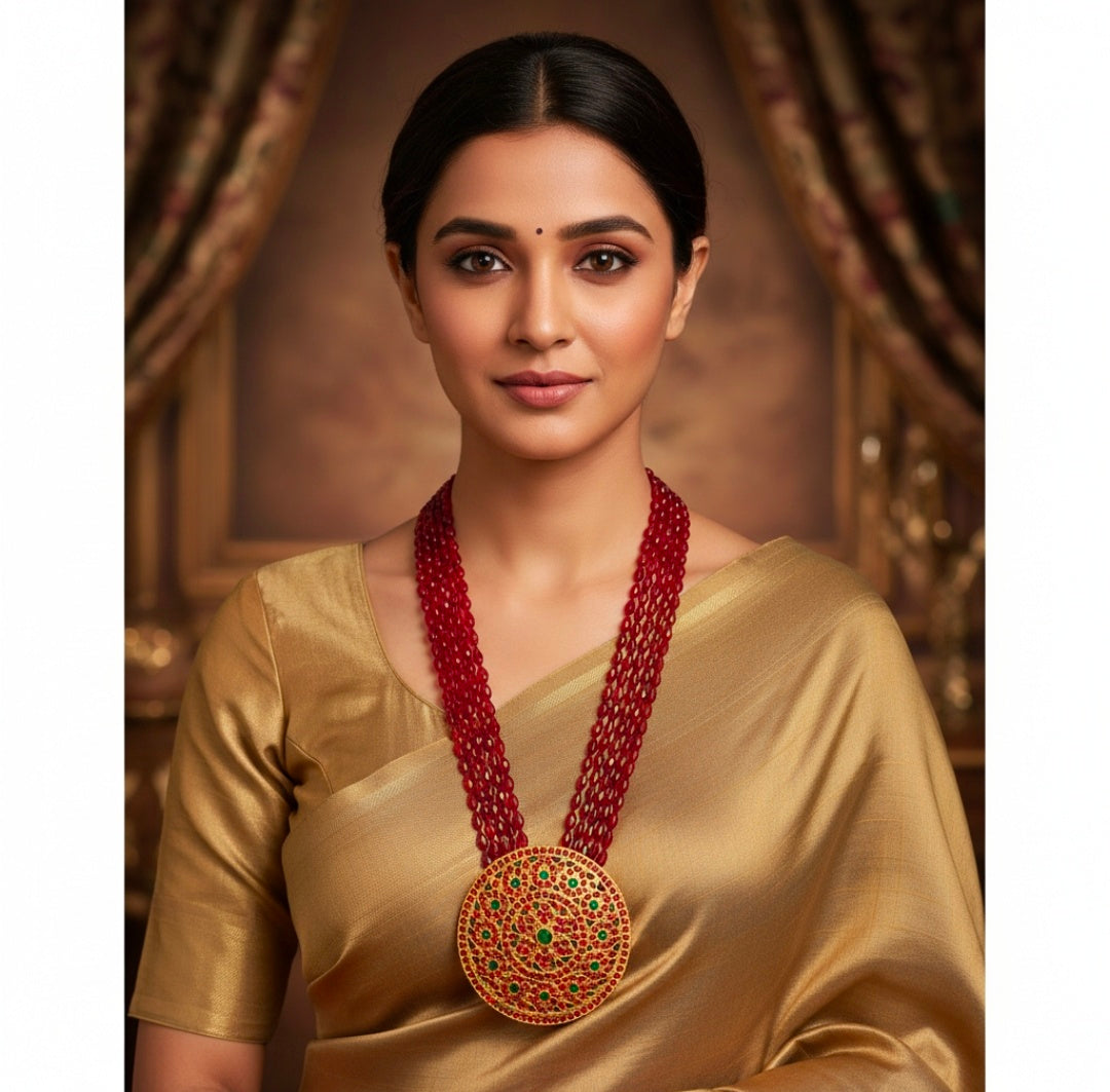 Beautiful Designer Rakodi Pendant Long Beaded Necklace (no earrings)