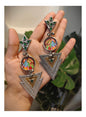 Beautiful Designer Painting Dual Tone Long Earrings