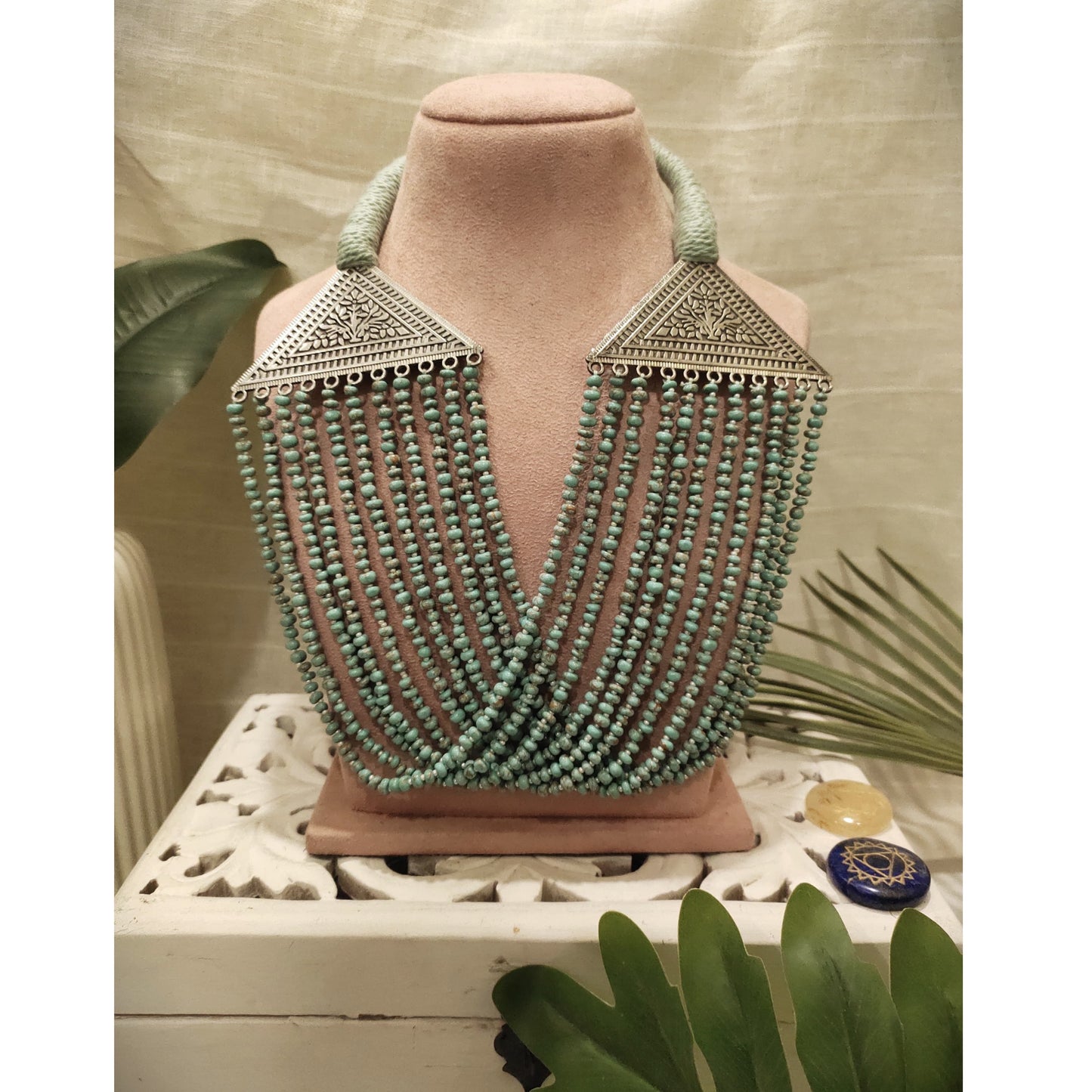 Beautiful Designer Firoza Beads Layered Neckpiece