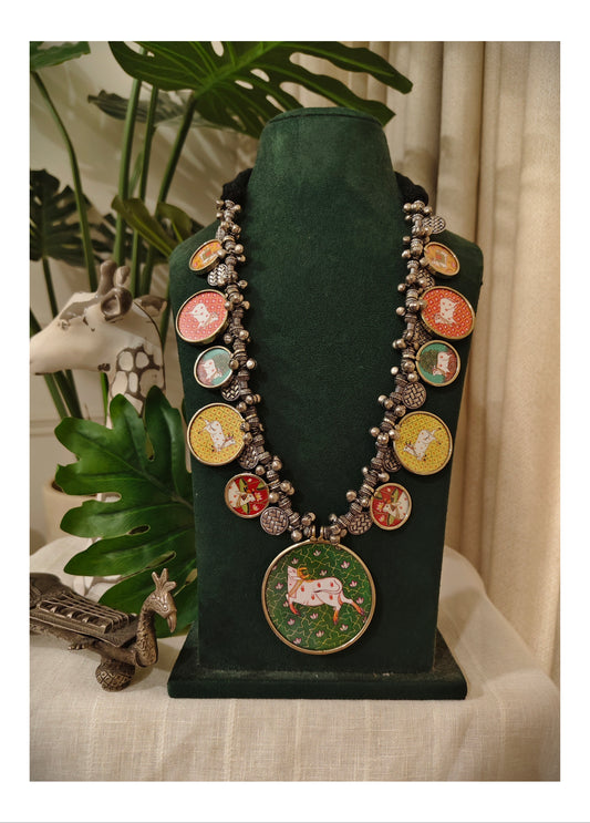 Beautiful Designer Painting Paatri Ghungroo Long Necklace