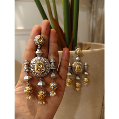 Beautiful Designer Kundan Detailing Long Earrings