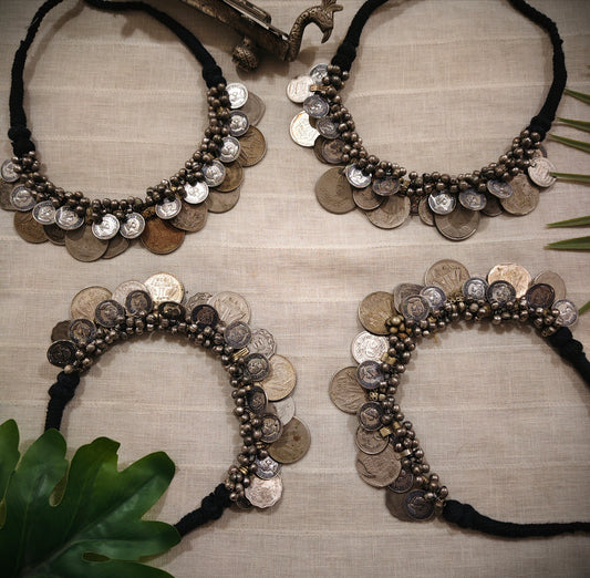 Beautiful Designer Afghani Coins, Paatri, Ghungroo Mix Neckpiece (Each pc)