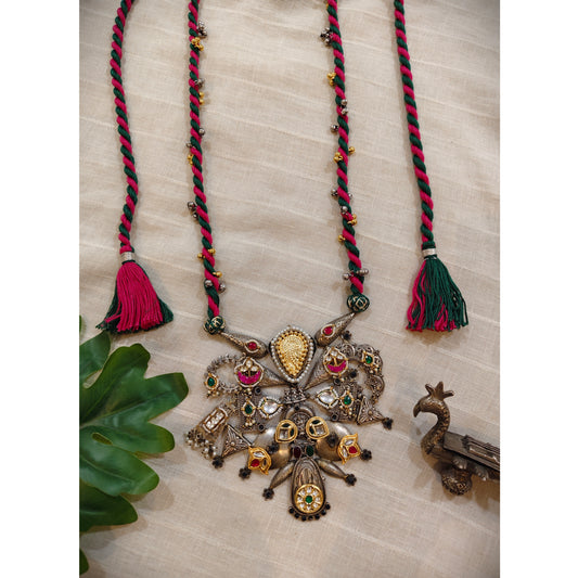 Beautiful Designer Fusion Pendant With Kundan Detailing Long Necklace