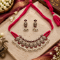 Beautiful Designer Kempstone Detailing Neckpiece With Earrings