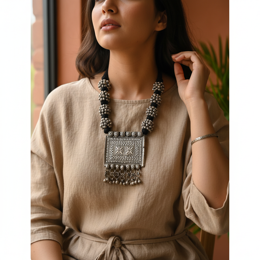 Beautiful Designer Afghani Pendant With Ghungroo Gutchha Dori