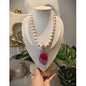 Beautiful Designer Natural Stone Pendant Necklace With Japanese Pearls Mala